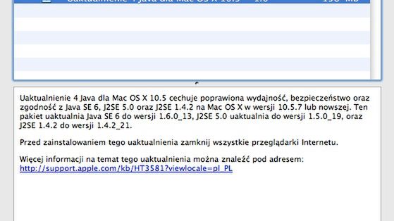 Aktualizacja Javy dla OS X 1