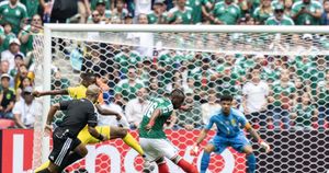 MEXICO CITY, MEXICO - JUNE 11: Julian Quinones #16 of Team Mexico shoots during the group A match between Mexico and South Africa at the 2026 FIFA World Cup at Mexico City Stadium on June 11, 2026 in Mexico City, Mexico. (Photo by VCG/VCG via Getty Images)