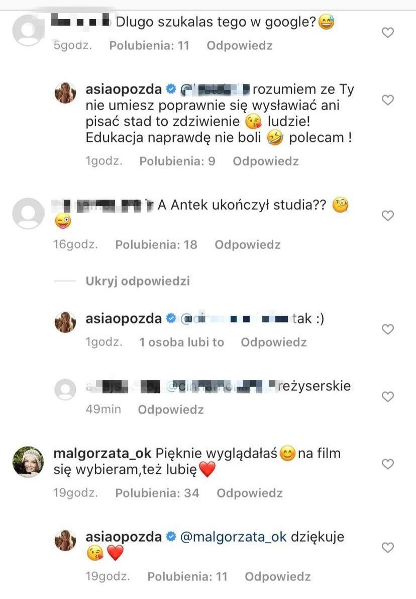 Joanna Opozda broni Antka Królikowskiego
