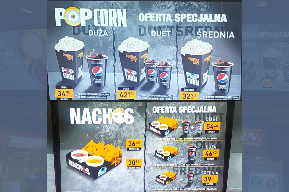Ceny przekąsek w Cinema City