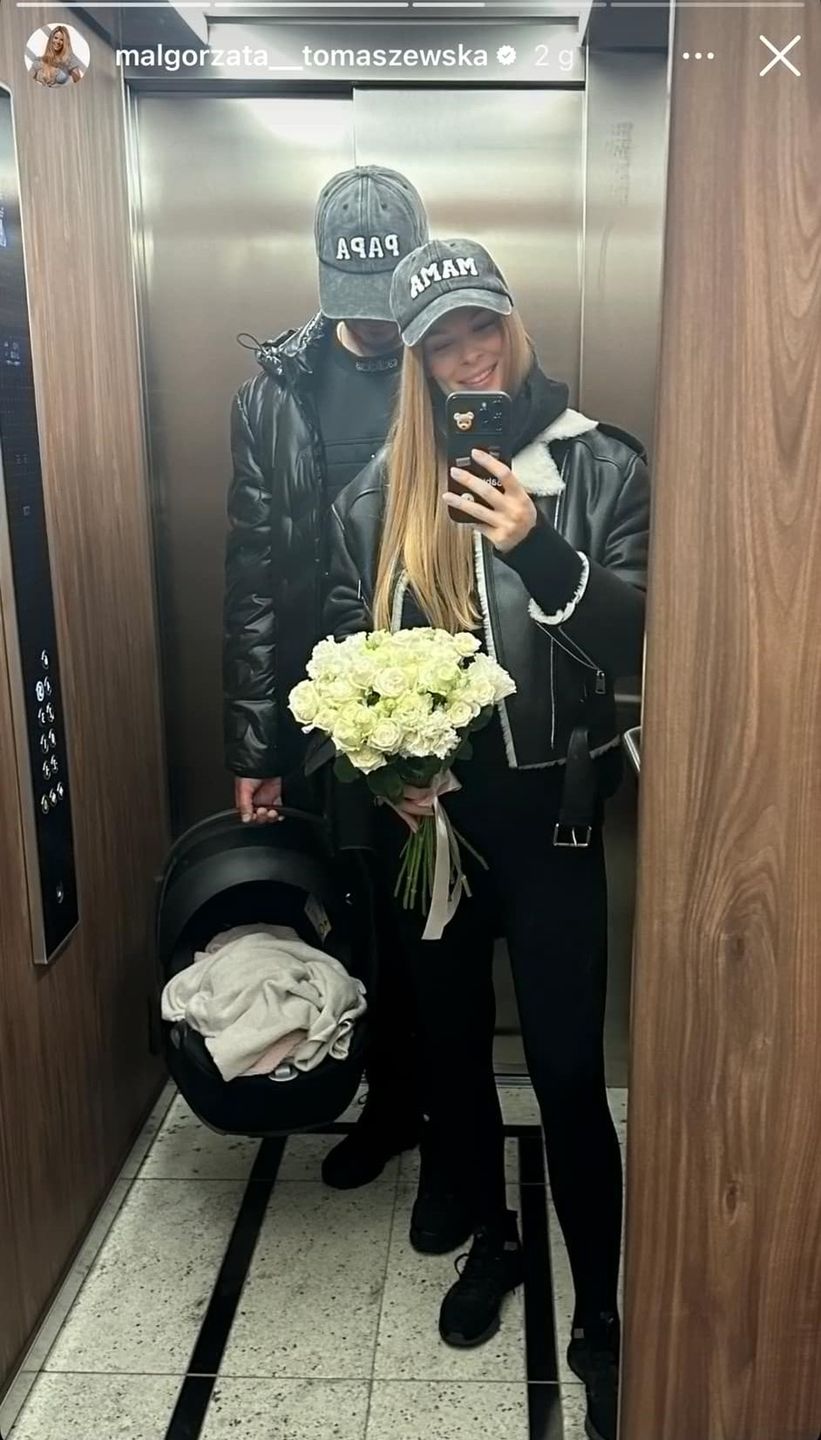 Małgorzata Tomaszewska z narzeczonym i ich córką
