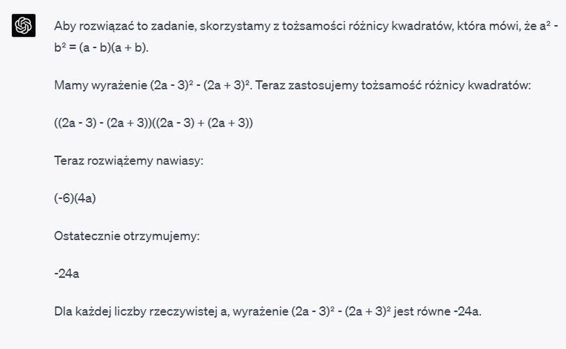 Tak ChatGPT rozwiązał jedno z zadań na maturze z matematyki. 