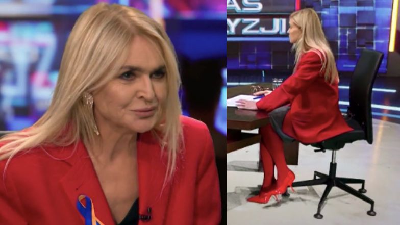 Monika Olejnik w czerwonej stylizacji