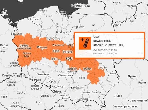 Upały w Płocku i powiecie płockim. Wydano ostrzeżenie dla Mazowsza – temperatura sięgnie 32°C!