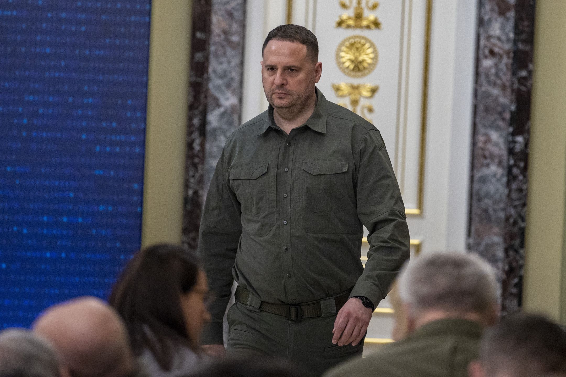 KYIV, UKRAINE - FEBRUARY 03:  Head of the Presidential Administration of Ukraine, Andriy Yermak attends the press conference held by Ukrainian President Volodymyr Zelenskyy, European Commission President Ursula von der Leyen and EU Council President Charles Michel within European Union (EU) and Ukraine Summit in Kyiv, Ukraine on February 03, 2023. (Photo by Mustafa Ciftci/Anadolu Agency via Getty Images)