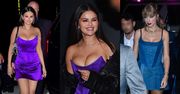 Selena Gomez i jej ŚCIŚNIĘTY BIUST w fioletowej mini zmierzają na imprezę w Nowym Jorku. Wpadła też Taylor Swift. Ikony stylu? (ZDJĘCIA)