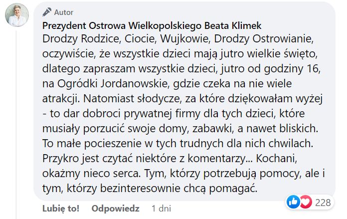 Komentarz Beaty Klimek