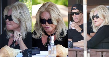 Jocelyn Wildenstein zajada lunch z narzeczonym, kryjąc KOCIE OCZY za okularami (ZDJĘCIA)