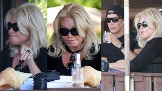 Jocelyn Wildenstein zajada lunch z narzeczonym, kryjąc KOCIE OCZY za okularami (ZDJĘCIA)