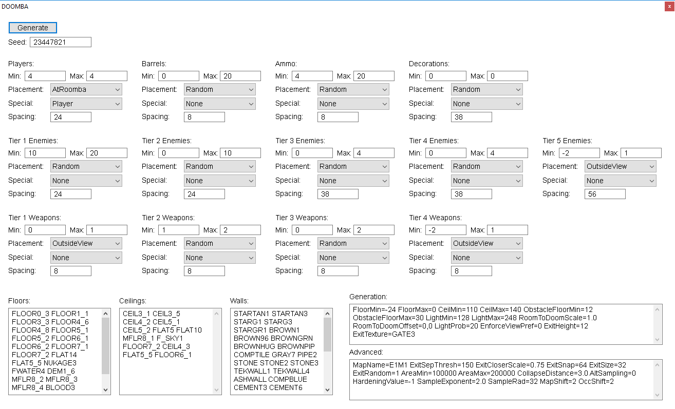 Parametry projektu DOOMBA