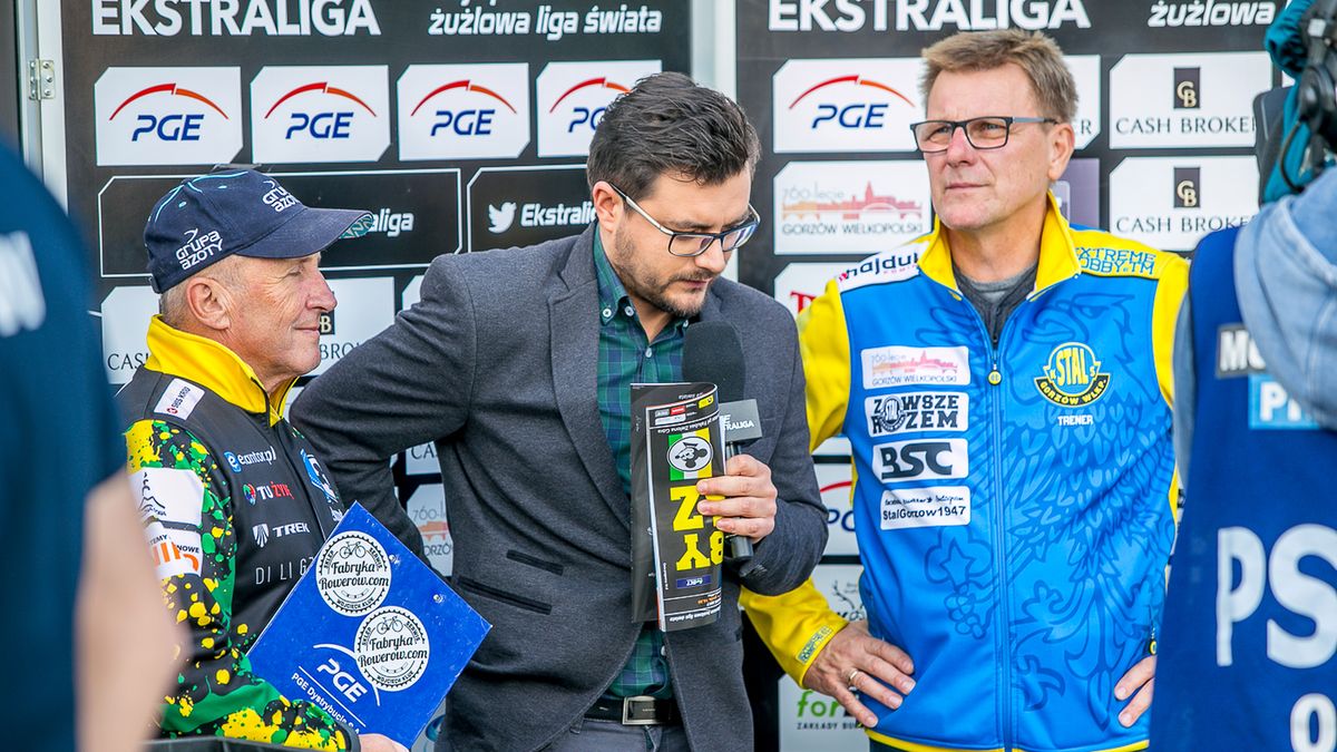 Od lewej: Marek Cieślak, reporter nSport+ Jakub Zborowski i Stanisław Chomski