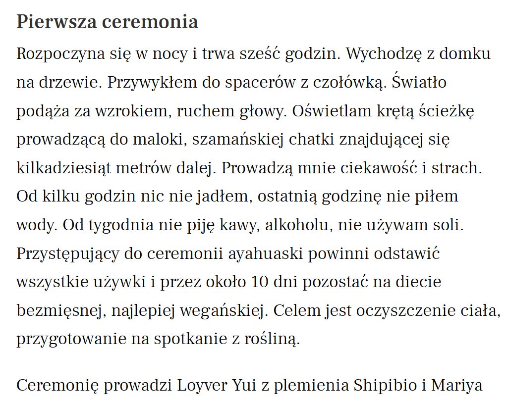 Materiały nt. ayahuaski znalezione w internecie