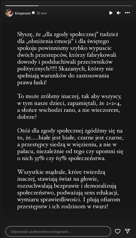 Kinga Rusin komentuje sprawę Kamińskiego i Wąsika