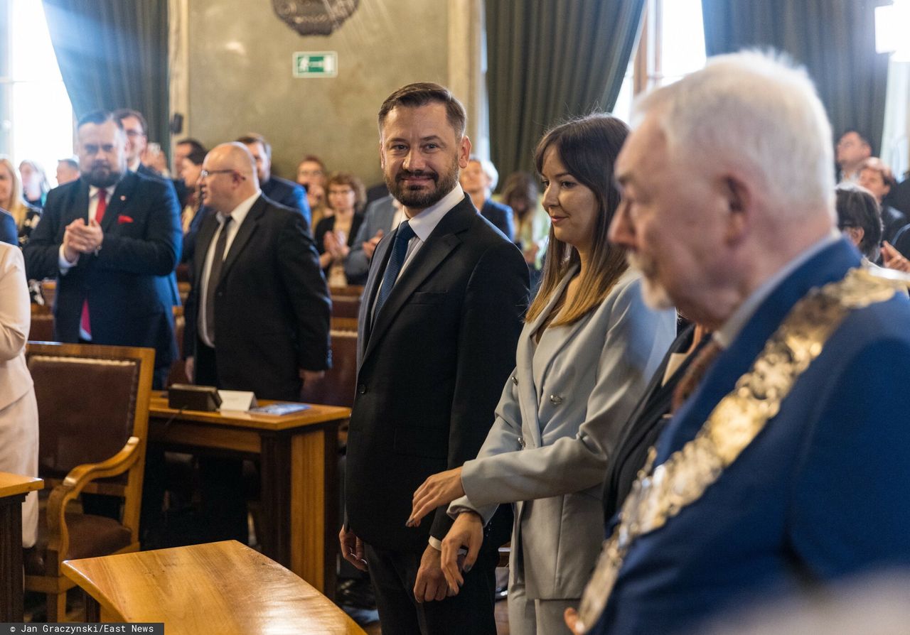 Prezydent Krakowa Aleksander Miszalski. Z prawej były prezydent Krakowa Jacek Majchrowski