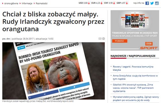 Po kpinach dziennikarzy serwis TVP Info usunął tekst oparty na zmyślonej informacji z portalu satyrycznego
