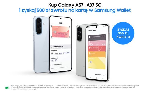 Samsung oddaje 500 zł za zakup Galaxy A37 5G lub Galaxy A57 5G. Promocja trwa tylko do 10 maja