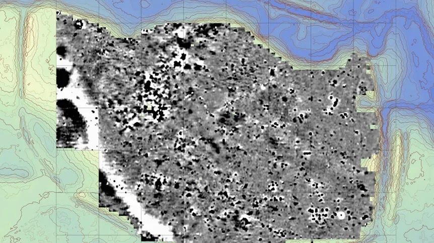 Wyniki badań geofizycznych na terenie dawnego miasta.