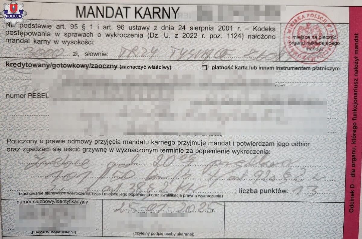 Mandat karny za predkość
