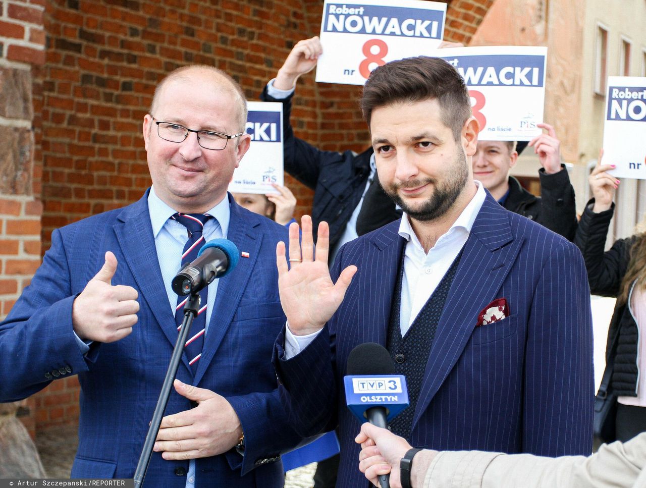 Konferencja prasowa Patryka Jakiego i Roberta Nowackiego. Olsztyn, 11 października 2019 roku