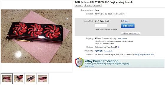 AMD Radeon HD 7990 Malta karta graficzna licytacja eBay