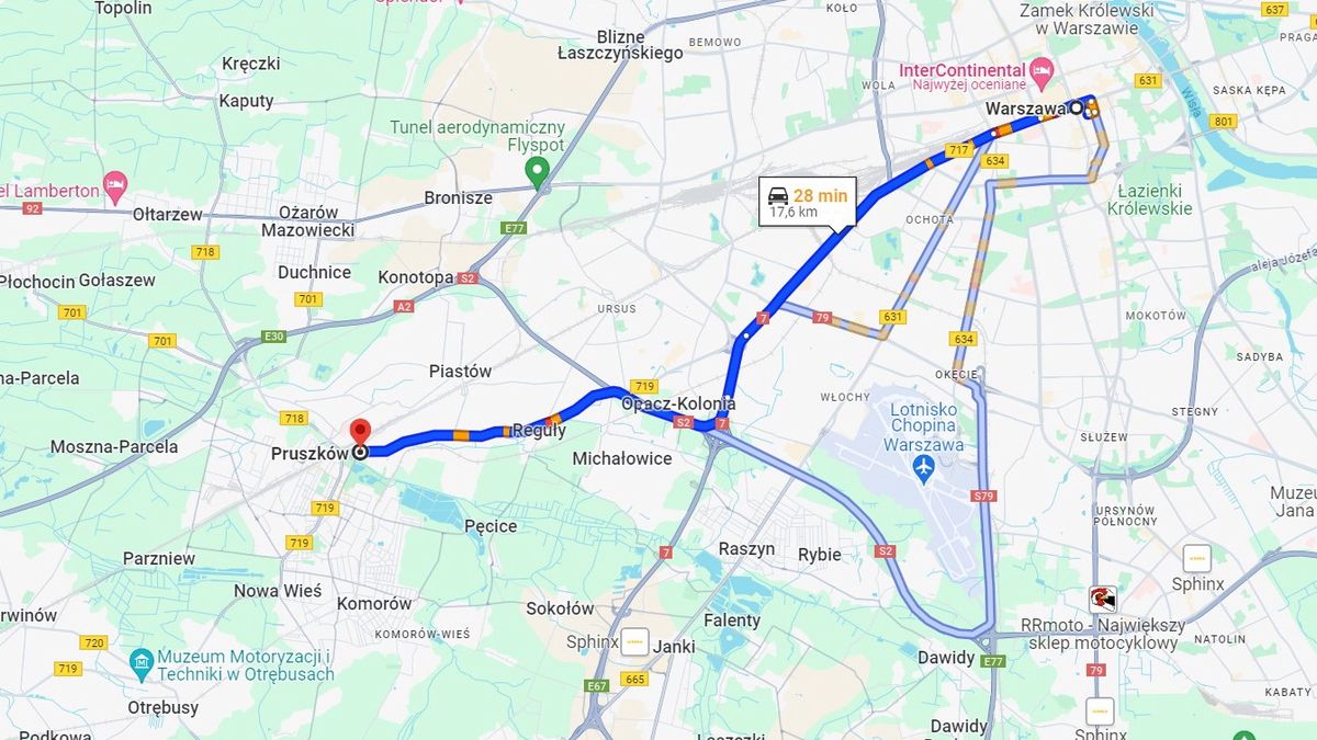 Planowanie trasy w Mapach Google - odświeżony interfejs