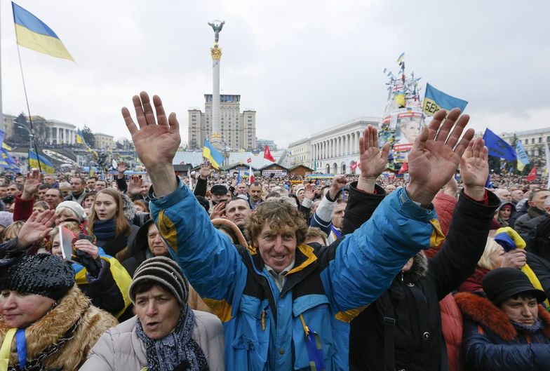 Ukraina: wielki wiec przeciwników władz w Kijowie