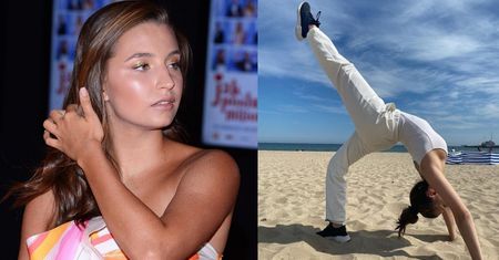 Wygimnastykowana Julia Wieniawa chwali się wygibasami na sopockiej plaży (FOTO)