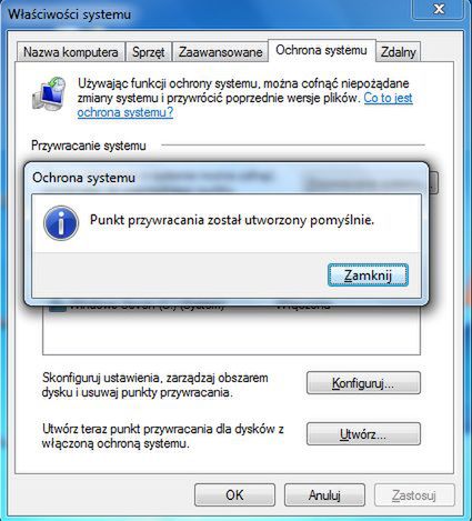 Jak utworzyć punkt przywracania systemu w Windows 7? 7