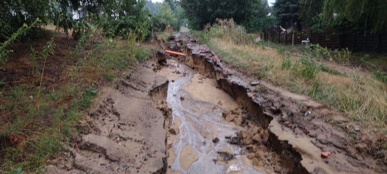 W wielkopolskich Dominicach ulewny deszcz zmył drogę i zalał wiele posesji. Trwa liczenie strat