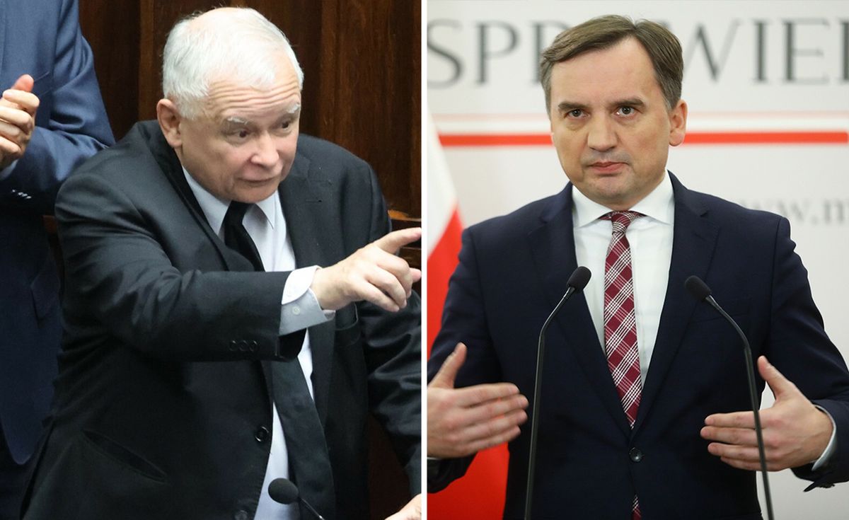 Na zdjęciu po lewej prezes PiS Jarosław Kaczyński, po prawej Zbigniew Ziobro