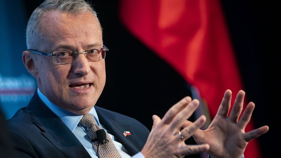 Marek Magierowski, Poland's ambassador to the United States, speaks during an interview at an Economic Club of Washington event in Washington, D.C., U.S., on Wednesday, April 20, 2022. Magierowski has said there is a "short window of opportunity to deliver weapons to Ukraine" as the Biden administration is preparing to announce another $800 million in weapons and support for Ukraine. Photographer: Al Drago/Bloomberg via Getty Images