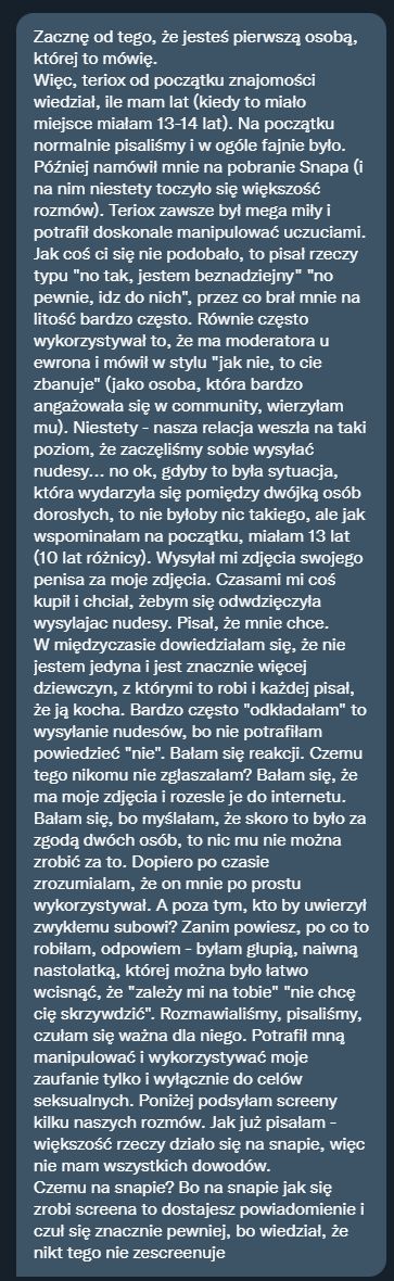 Streamer Eweron nakłaniał niepełnoletnie dziewczyny do wysyłania mu nudesów?