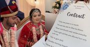 Małżeństwo z Indii podpisało "kontrakt ślubny", który dotyczył tego, co będą JEDLI. Filmik jest hitem sieci i ma miliony wyświetleń
