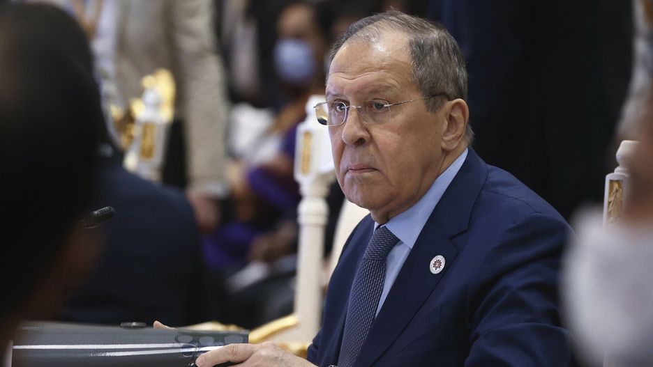 Temporary
In this photo released by Russian Foreign Ministry Press Service, Russian Foreign Minister Sergey Lavrov attends the 12th East Asia Summit foreign ministers' meeting in Phnom Penh, Cambodia, Friday, Aug. 5, 2022. (Russian Foreign Ministry Press Service via AP)
Russian Foreign Ministry Press Service