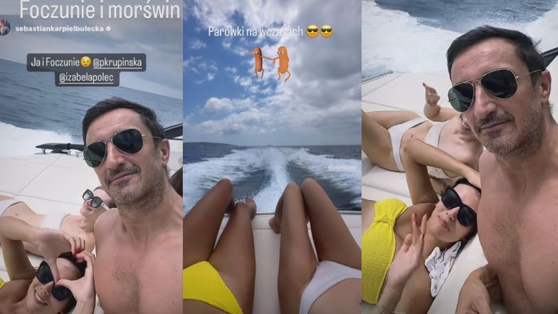 Paulina Krupińska z przyjaciółką i Sebastianem Karpielem-Bułecką