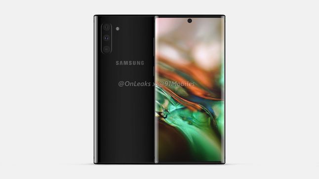 Samsung Galaxy Note 10 – domniemany wygląd na renderze. Źródło: 91mobiles.