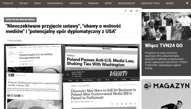 Tak w piątek po południu wyglądała strona TVN24.pl