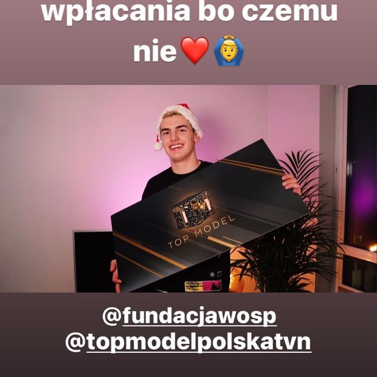 Mikołaj Śmieszek na WOŚP 2020 przekazał czek z Top Model