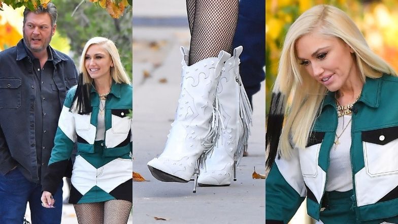 Gwen Stefani w kowbojkach prezentuje zgrabne nogi podczas spaceru z narzeczonym (ZDJĘCIA)