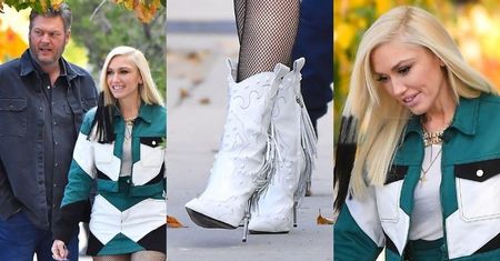 Gwen Stefani w kowbojkach prezentuje zgrabne nogi podczas spaceru z narzeczonym (ZDJĘCIA)