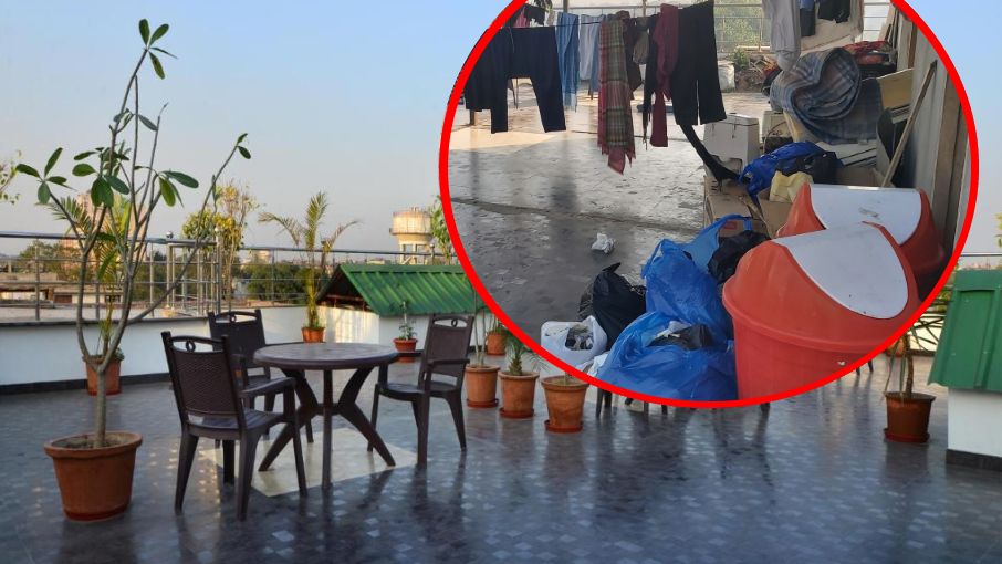 Taras hotelu Shri Vinayak w New Delhi w rzeczywistości wyglądał inaczej niż na zdjęciach