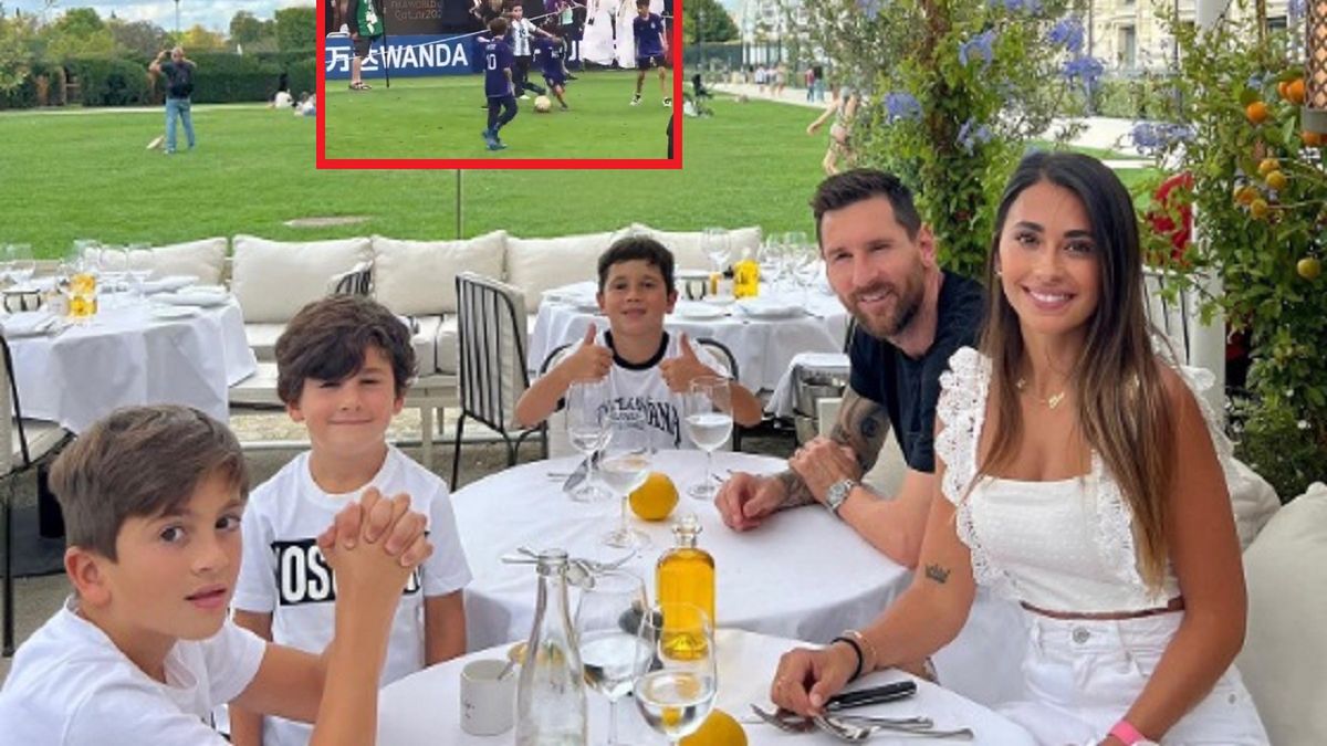 Lionel Messi z żoną oraz synami
