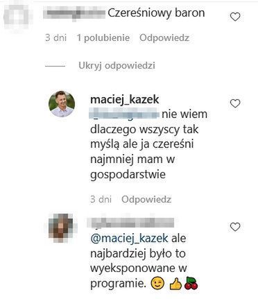 Komentarze na Instagramie pod wpisem Macieja z "Rolnik szuka żony"