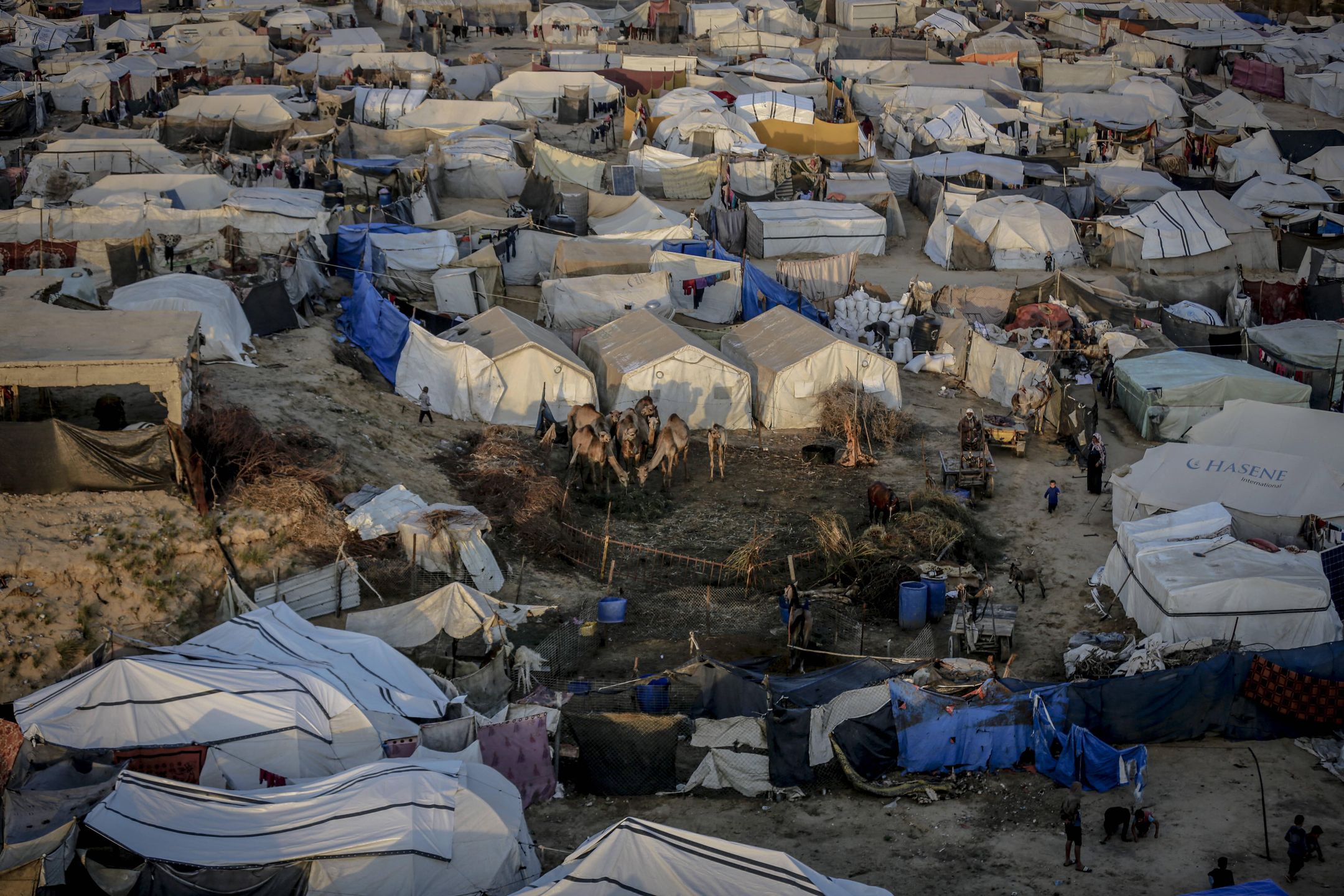 Obóz wysiedlonych Palestyńczyków w Strefie Gazy