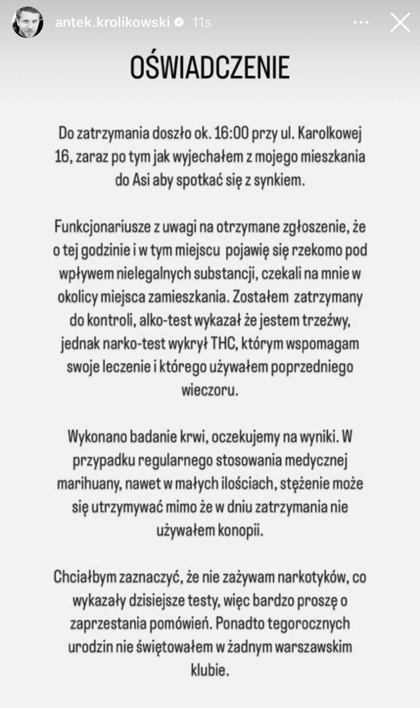 Antoni Królikowski WYDAŁ OŚWIADCZENIE!