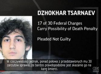 USA żądają kary śmierci dla zamachowca odpowiedzialnego za wybuchy podczas Maratonu Bostońskiego