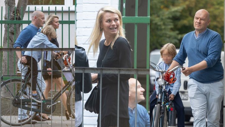 Emilia Komarnicka i Redbad Klynstra odprowadzają syna ze szkoły