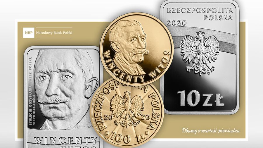Monety kolekcjonerskie z wizerunkiem Wincentego Witosa.