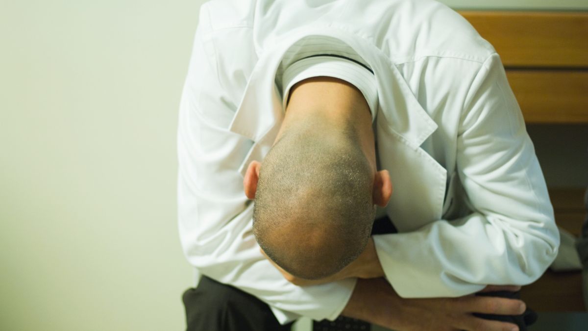 Doctor sitting with head down
PhotoAlto/Odilon Dimier
30-35 Years, bad news, bending over, close-up, color image, copy space, day, disappointment, doctor, exhausted, exhaustion, failure, head down, head resting on arms, healthcare, horizontal, indoors, lab coat, loss, man, mid adult, mid adult men, obscured face, on lap, one person, photography, problem, shaved head, sitting, tired, unrecognizable person, upset, waist up