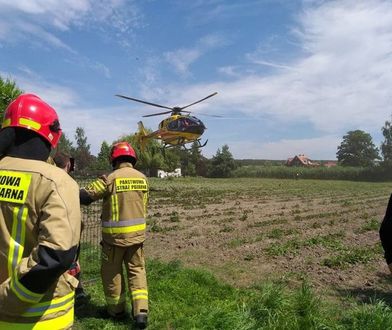 Oborniki Śląskie. Eksplozja beczki z rozpuszczalnikiem. Spawacz poparzony